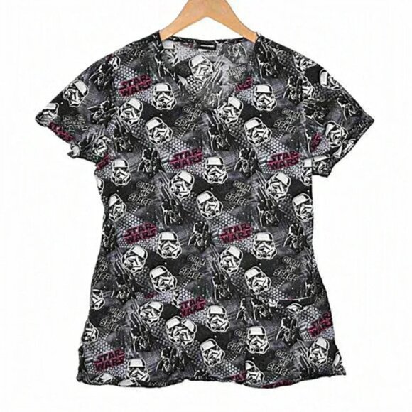 Star Wars Scrub Top Gimme My Space Darth‎  Vader Black Grey Size XS - Picture 1 of 9